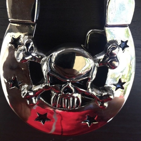 SKULL BELT BUCKLE COWBOY MEN WOMEN - Picture 2 of 4